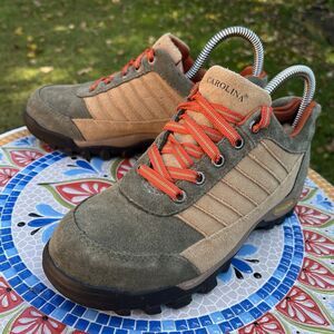 Vintage Carolina Womens Sz 7M Steel Toe Work Safety Shoes Leather Orange Green